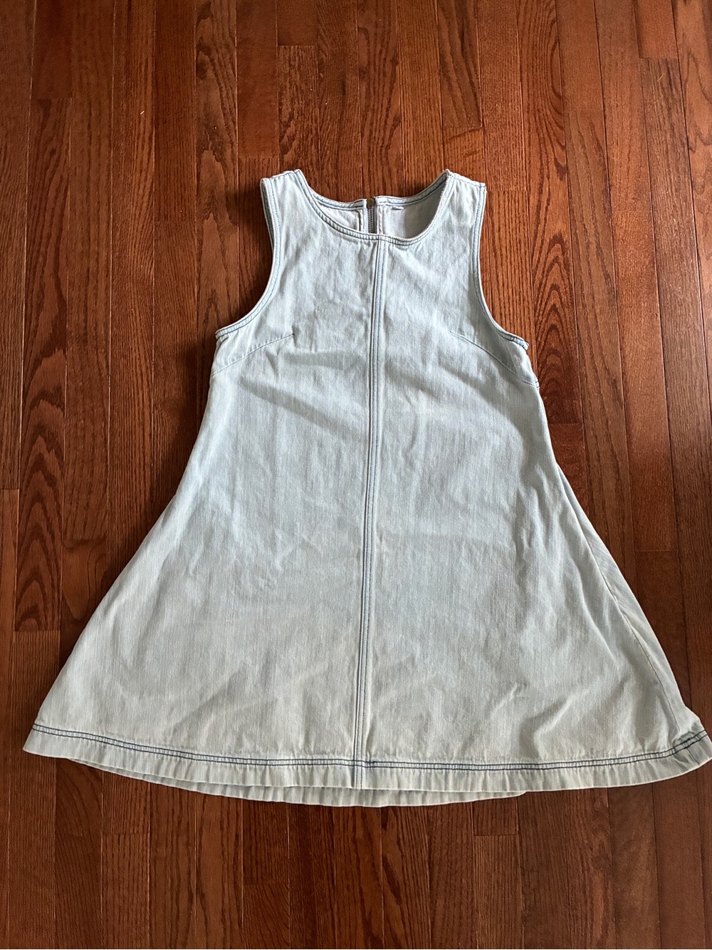 Light Blue Sleeveless Denim A-Line Mini Dress